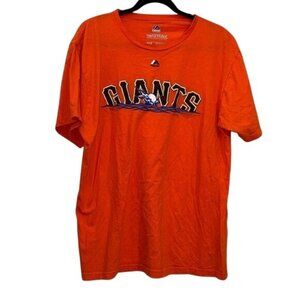 Majestic Orange San Francisco Giants XL T-Shirt Triple Peak 100% Cotton Mens Sho